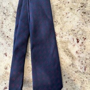 Classic Navy Floral Medallion Silk Tie - Men's Navy with Burgundy Accents